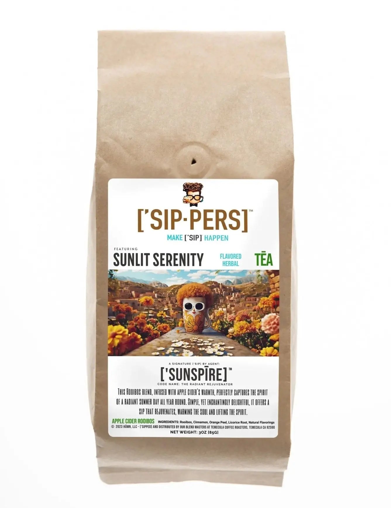 Apple Cider Rooibos Tea - ['SUNSPIRE]'s SUNLIT SERENITY, Summer Warmth Blend, 3oz - ['SIP·PERS]™