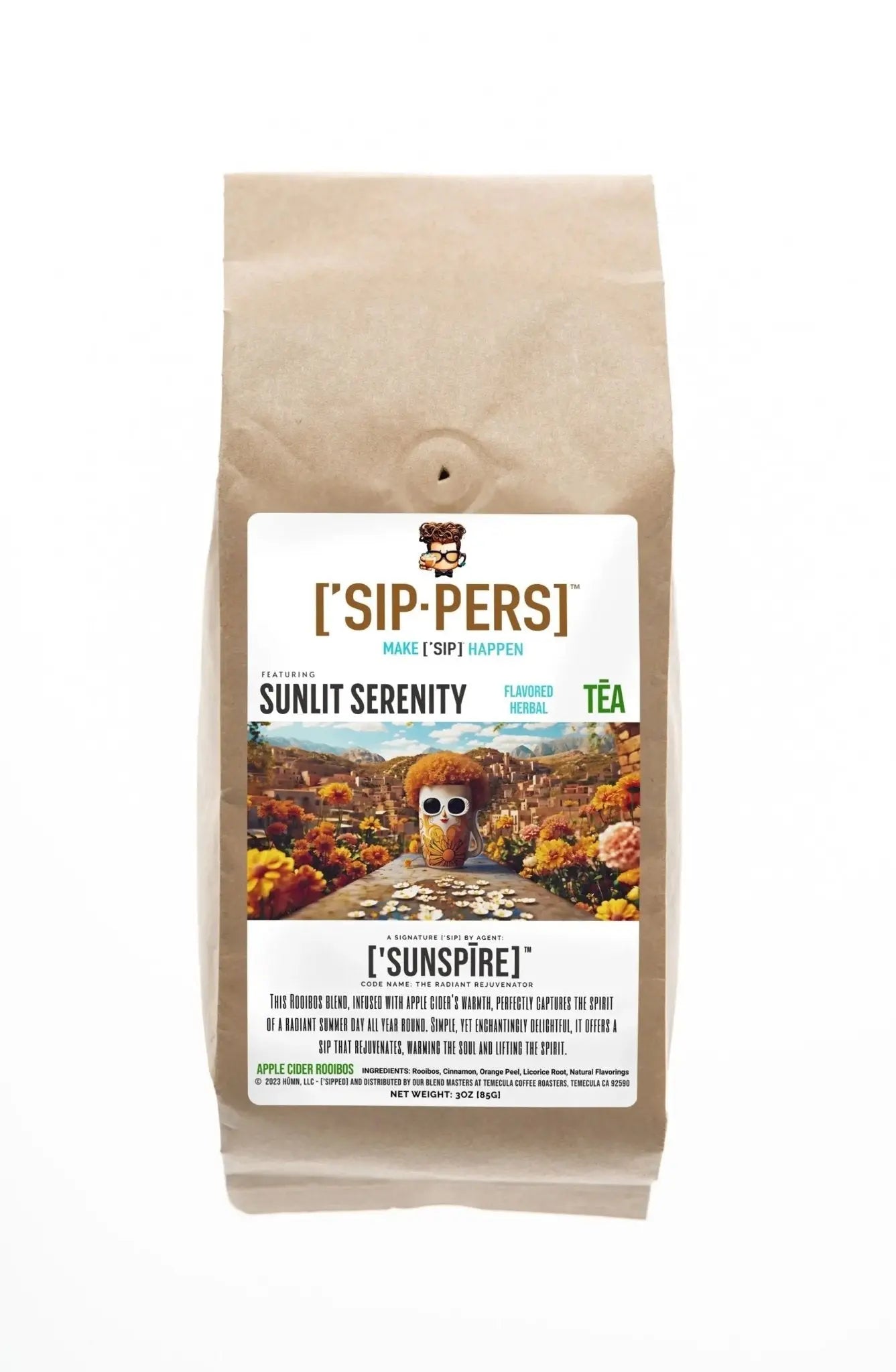 Apple Cider Rooibos Tea - ['SUNSPIRE]'s SUNLIT SERENITY, Summer Warmth Blend, 3oz - ['SIP·PERS]™