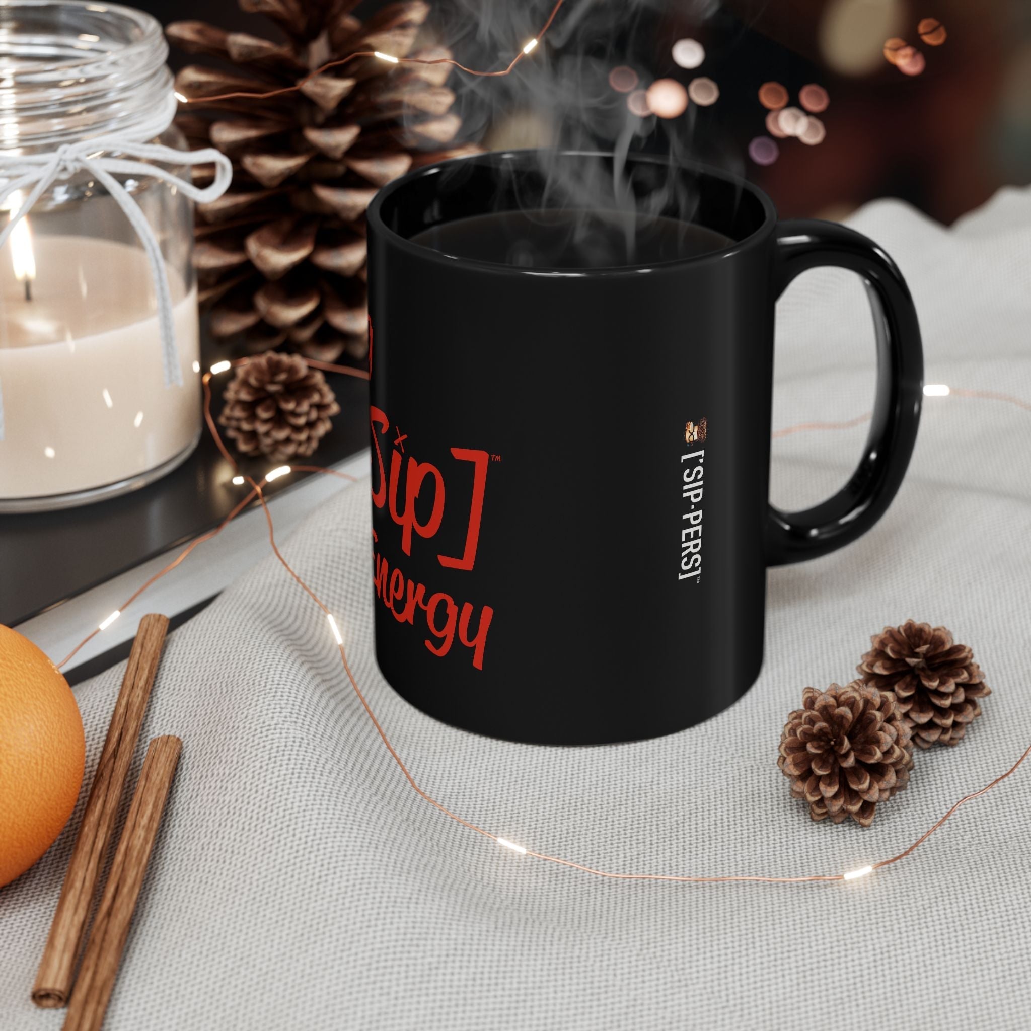 BIG FANCY ['SIP] ENERGY™ Glossy Black Mug - ['SIP·PERS]™
