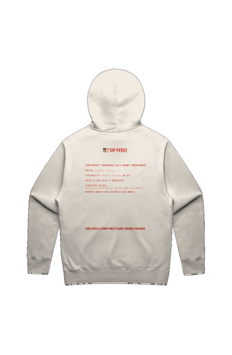 ['BREW·BOSS] OPS HOODIE – ECRU BOSS.01 // LIMITED DROP - ['SIP·PERS]™