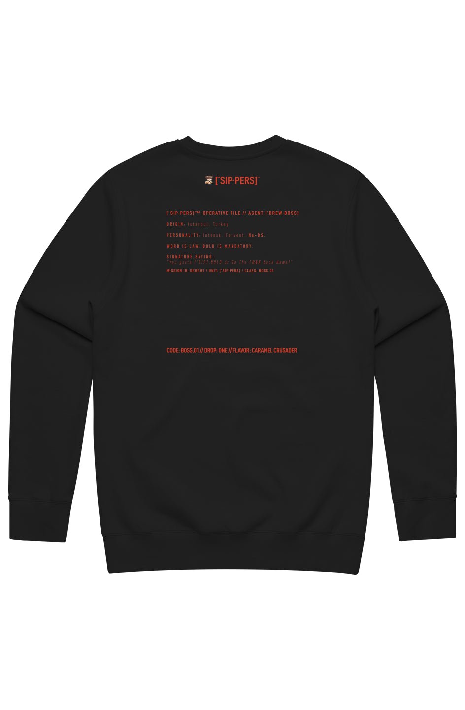 ['BREW·BOSS] OPS SWEATSHIRT – MIDNIGHT BOSS.01 // LIMITED DROP - ['SIP·PERS]™