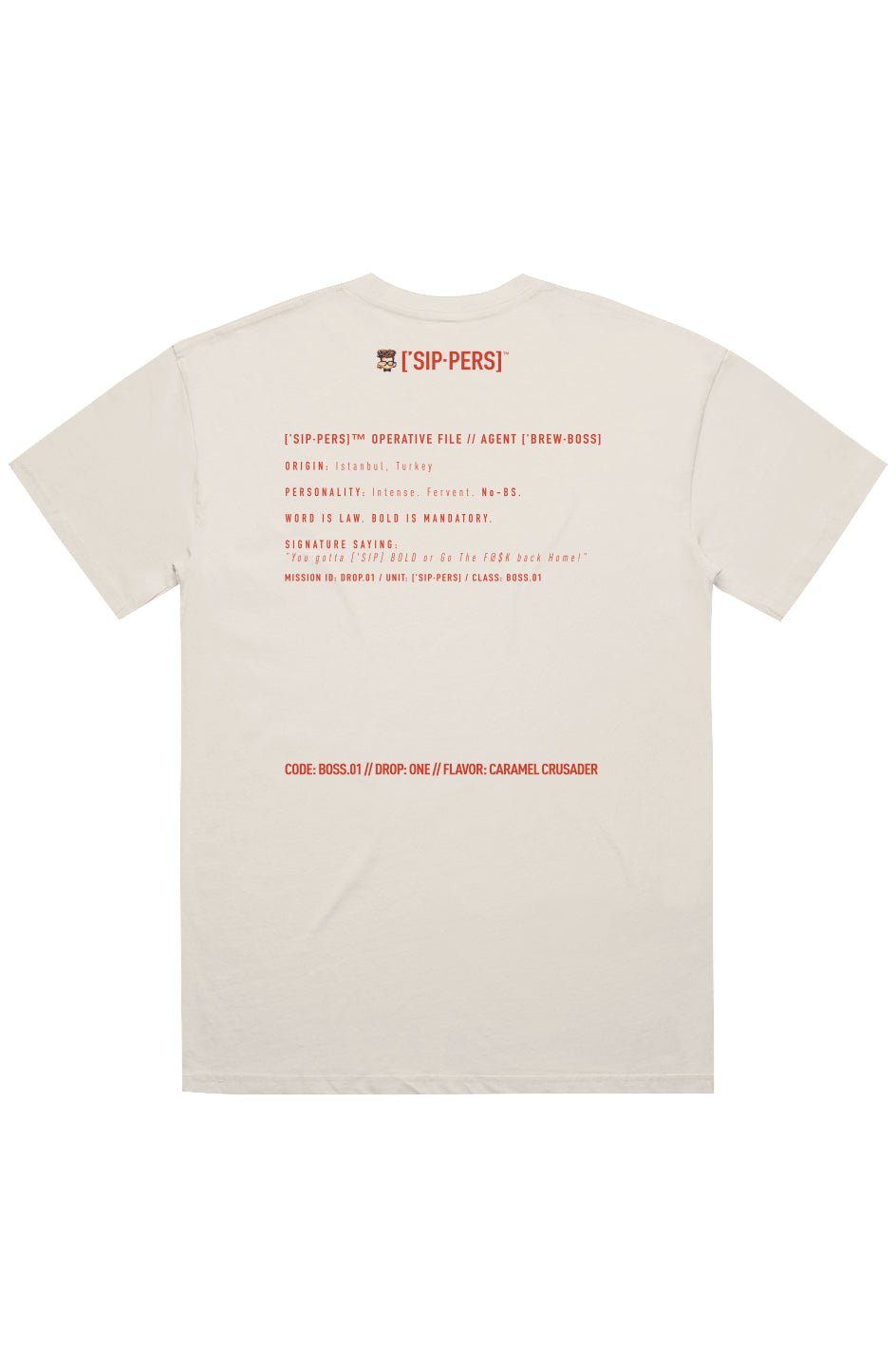 ['BREW·BOSS] OPS TEE – CARAMEL CRUSADER // DROP ONE - ['SIP·PERS]™