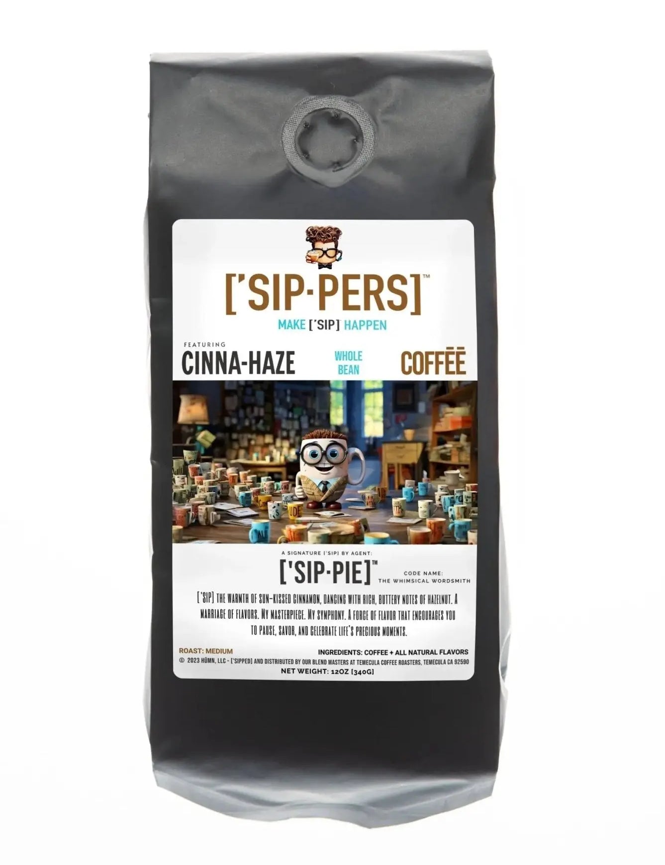 Cinnamon Hazelnut Coffee - ['SIP·PIE]'s CINNA - HAZE Blend, Spicy & Nutty, 12oz - ['SIP·PERS]™