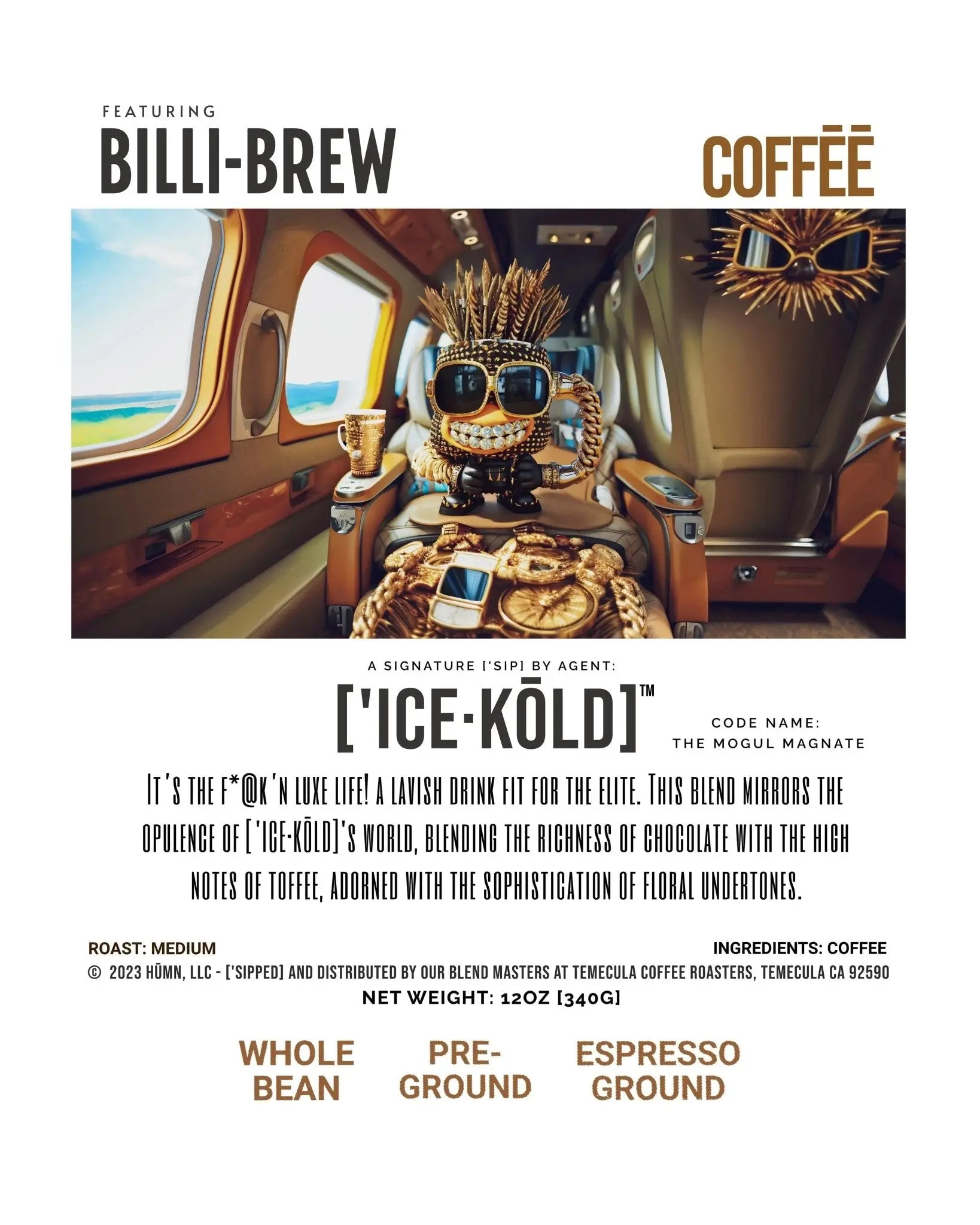 Cold Brew Coffee - ['ĪCE·KŌLD]'s BILLI - BREW, Chocolate & Toffee Notes, Luxurious Blend, 12oz - ['SIP·PERS]™