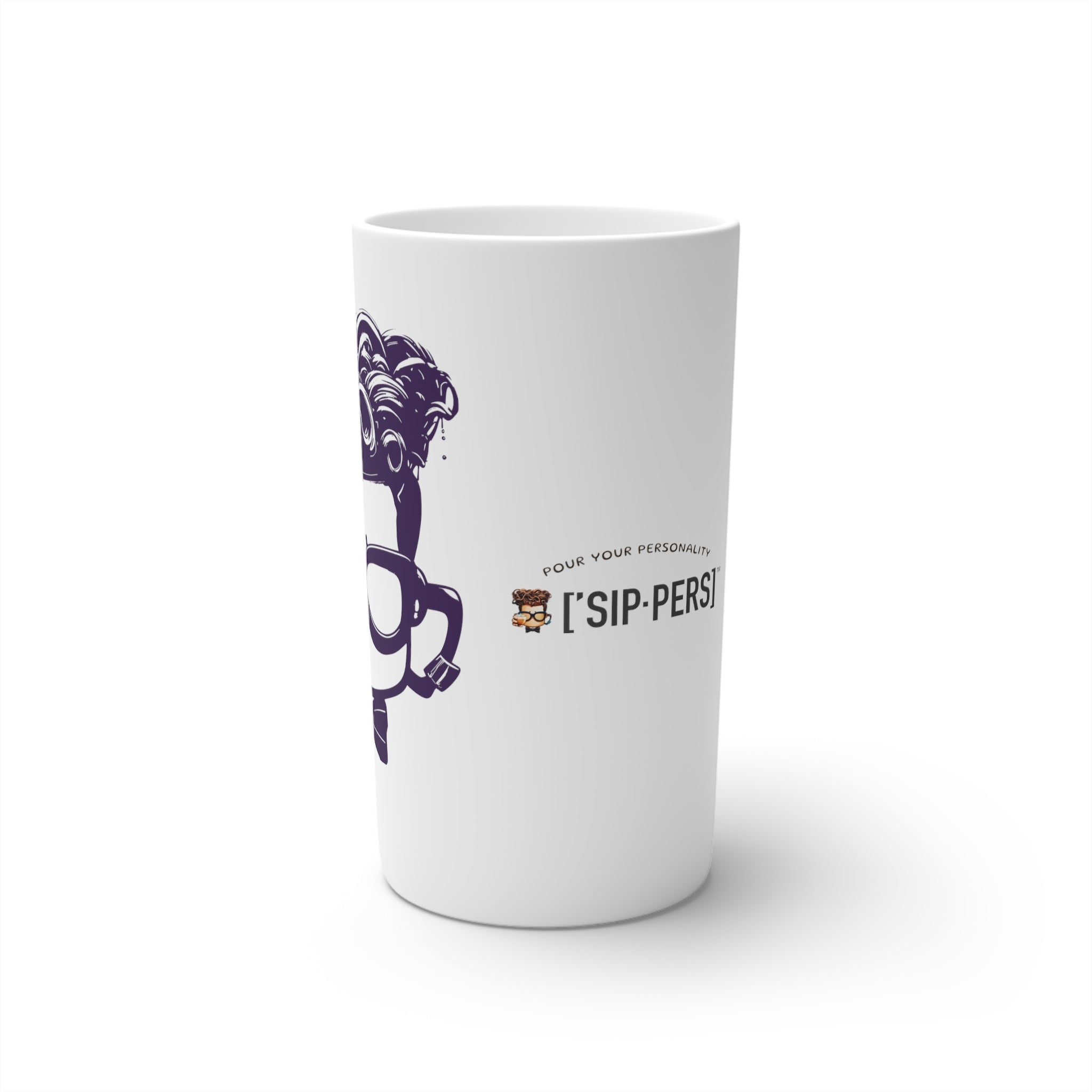 Conical Coffee Mugs (3oz, 8oz, 12oz) PURPLE FACE - ['SIP·PERS]™