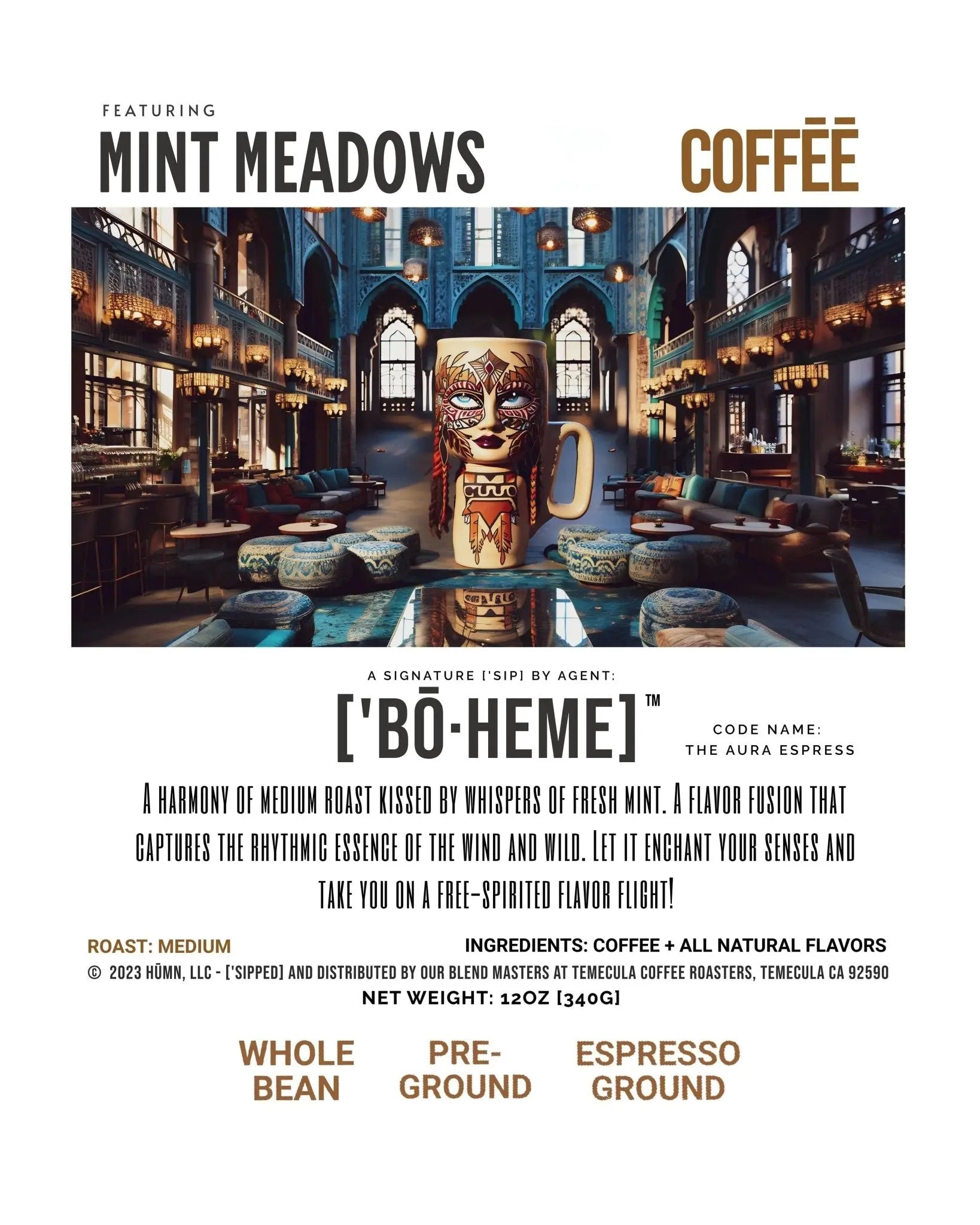 Fresh Mint Coffee - ['BOHEME]'s MYSTICAL MINT MEADOWS Blend, Refreshing & Bold, 12oz - ['SIP·PERS]™