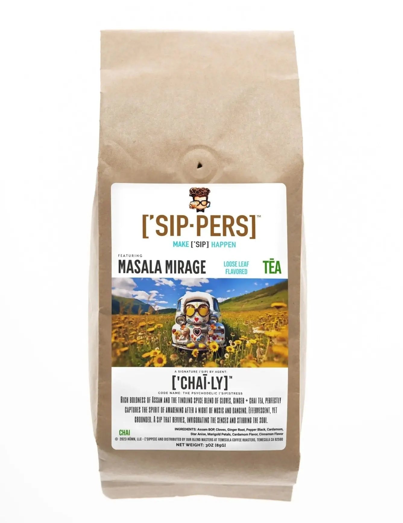 Spiced Chai Tea - ['CHAĪ·LY]'s MASALA CHAI Vibrant Spice Blend, 3oz - ['SIP·PERS]™