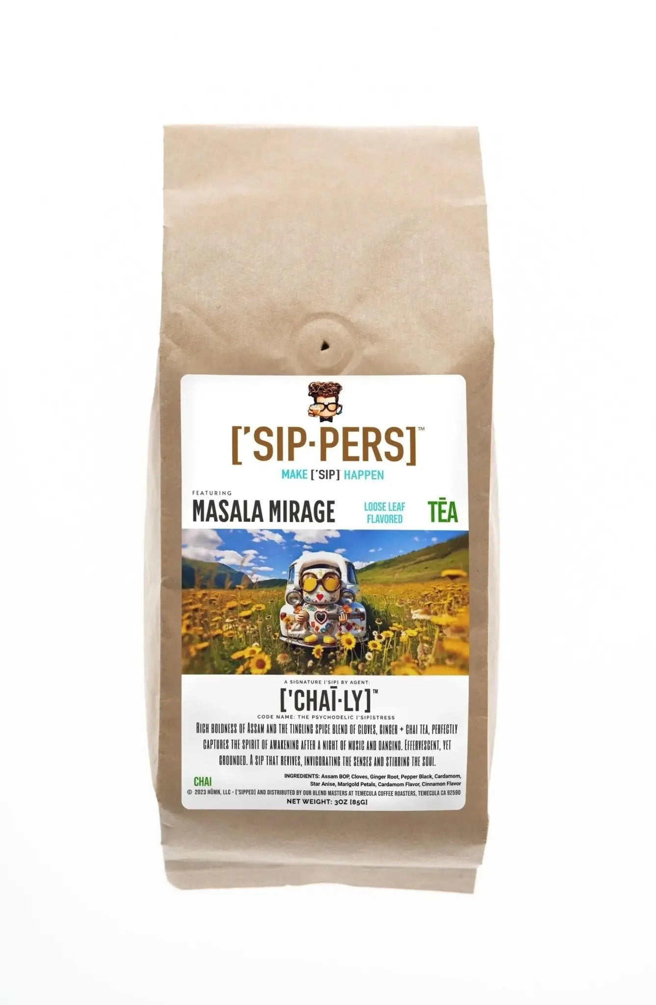 Spiced Chai Tea - ['CHAĪ·LY]'s MASALA CHAI Vibrant Spice Blend, 3oz - ['SIP·PERS]™