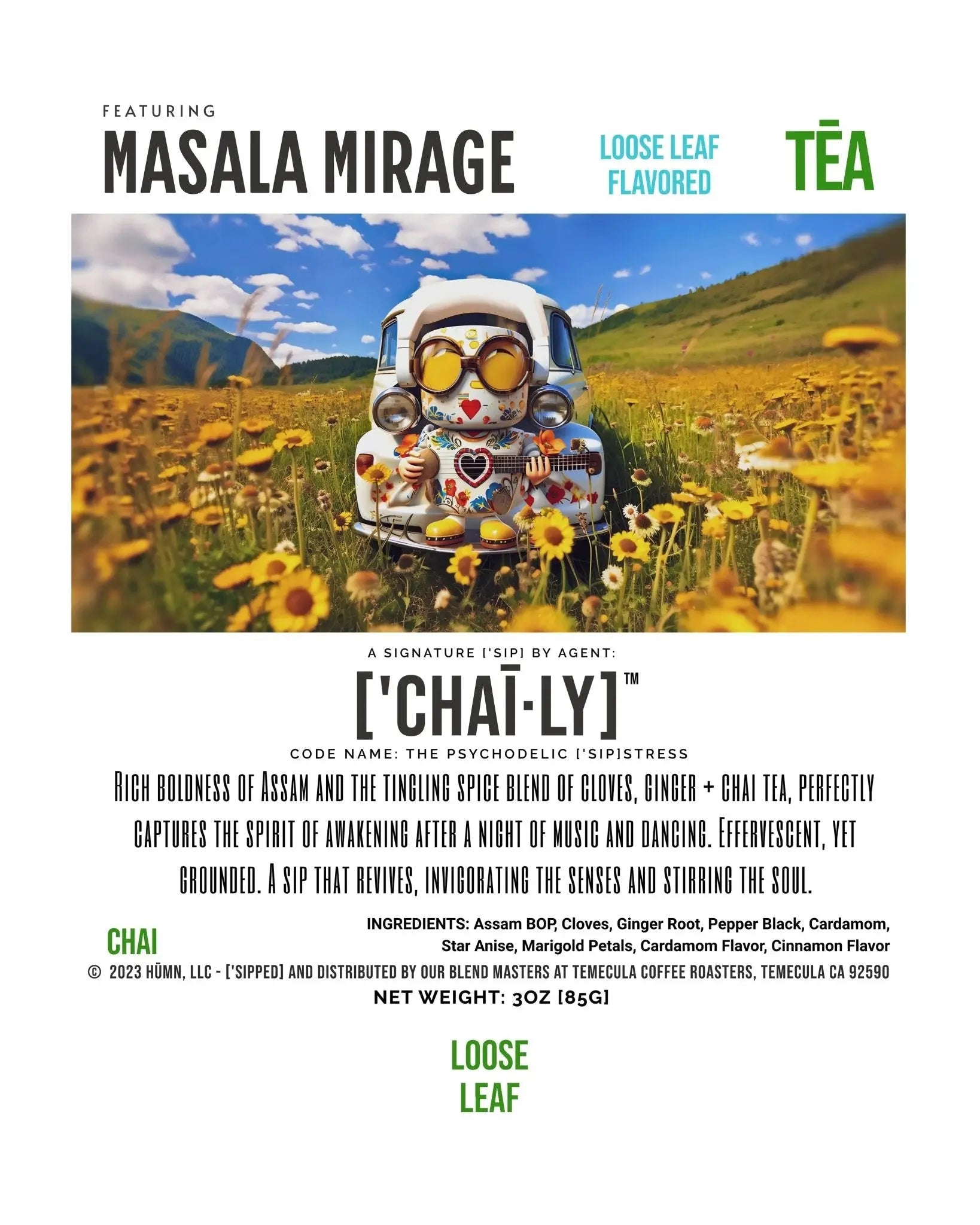 Spiced Chai Tea - ['CHAĪ·LY]'s MASALA CHAI Vibrant Spice Blend, 3oz - ['SIP·PERS]™